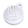 White silicone scalp massage brush with soft spikes and hanging loop for hair washing - Bulk/Loose Packaging / White