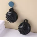 Black scalp massager shampoo brush with soft silicone bristles and hanging hole design - No Packaging / Black