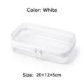 Transparent PET desktop organizer with white zipper, 20x12x5cm size - 20x12x5cm / White
