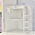White tiered desk corner organizer shelf with dimensions and storage compartments - Single-Sided 3-Layer Board Style (B) / Total Height 45cm / White