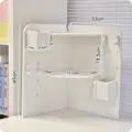 White corner desk organizer with dimensions, multi-layer shelf and pen holders - Double-Sided Pegboard Style (C) / Total Height 45cm / White