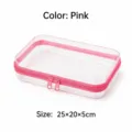 Clear PET desktop storage box with pink zipper trim, 25x20x5cm size for accessories - 25x20x5cm / Pink