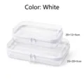 Transparent PET rectangular storage box set with white zipper and double sliders - Two-Piece Set / White