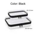 Set of two transparent PET storage boxes with black zippers and clear dustproof design - Two-Piece Set / Black