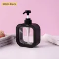 Empty 300ml refillable black square pump bottle for shampoo, lotion and liquid soap - 300ml / Black