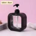 500ml square refillable black pump bottle for shampoo and lotion with clear window. - 500ml / Black