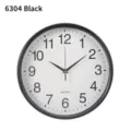 Horloge murale à quartz ronde de 12 pouces avec cadre noir et grands chiffres noirs - Style Noir (6304)
