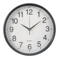 Horloge murale à quartz ronde de 12 pouces avec cadre noir et design minimaliste - Style Noir (6303)
