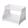 Étagère de bureau blanche à deux niveaux avec découpes de pattes de chat pour rangement - Blanc