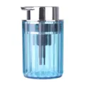 Modern blue vertical ribbed foaming soap dispenser bottle with silver chrome pump - 350ml / Blue