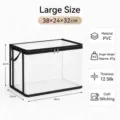 Large transparent PVC storage box with black trim for books, 38x24x32cm size variant - L / 38x24x32cm