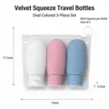 Refillable 3-pack 60ml oval travel squeeze bottle set with a clear storage zipper bag - Style B Oval Multicolor (3-Item Set)