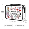 Transparent PVC makeup bag with cosmetic illustrations and dimensions 20x15x6cm - Beauty Salon Pattern