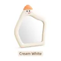 Cute cream white cartoon desktop makeup mirror featuring an irregular wavy frame design - Cream