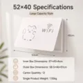 Modern white electrical meter box decorative cover with WiFi cat cutout 52x40cm - Extra Large Size / 52*40cm / White