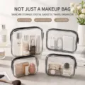 Set di borse per trucco in PVC trasparente per cosmetici, articoli da toeletta e viaggi - Stile Smerigliato / Piccolo Smerigliato (11x10.5x4.5cm) / Nero