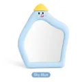 Cute cartoon makeup mirror in sky blue with a smiling face and yellow hat decoration - Light Blue