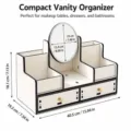 Vue détaillée professionnelle montrant les dimensions de l'organisateur maquillage - 8mm Épaisseur / Blanc