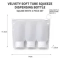 Set di 3 flaconi da viaggio ricaricabili bianchi con custodia trasparente, da 60 ml ciascuno - Stile A Quadrato Bianco (Set da 3 pezzi)