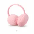 Soft pink plush winter earmuffs for women providing warmth and cold protection - Pink