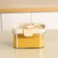 Airtight transparent food storage container with beige lid for grains and cereal storage. - Telescopic Opening Style / 700ml