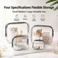 Set di 4 borse per cosmetici in PVC trasparente per viaggi e organizzazione domestica - Stile Smerigliato / Medio Smerigliato (17x12x6cm) / Nero