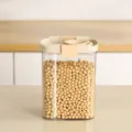 Clear airtight kitchen storage container with beige lid filled with dried yellow soybeans - Telescopic Opening Style / 1900ML