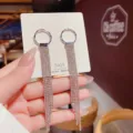 Elegant long silver tassel earrings with S925 silver needles for a unique sparkling look - Multi-row Tassel Drop (E0437) / Gold
