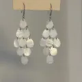 Elegant multi-layered mother of pearl teardrop dangle earrings with silver hooks - Layered Teardrop Shell Style (E5131) / Silver