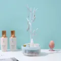 Organisateur de bijoux en forme d'arbre bleu clair avec socle rotatif divisé pour accessoires - Bleu