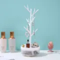 Élégant organisateur de bijoux rotatif en forme d'arbre blanc pour boucles d'oreilles - Blanc