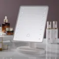 Professional white LED makeup mirror with touch screen sensor and 16 LED lights - Storage / White