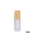 Κομψό μπουκάλι roll-on 5ml από παγωμένο γυαλί με ξύλινο καπάκι για αιθέρια έλαια - Ματ Γυάλινο Μπουκάλι με Μπίλια / 5ml