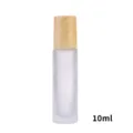 Φορητό γυάλινο μπουκάλι roll-on 10ml με καπάκι σε όψη ξύλου για φυσικά αιθέρια έλαια - Ματ Γυάλινο Μπουκάλι με Μπίλια / 10ml