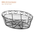 Ovale zwart metalen draadmand voor fruit met hartjesrand en afmetingen 255x165x75mm - Ovale Broodmand / Zwart (Ovaal)