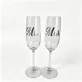 Elegant crystal Mr. and Mrs. champagne flutes set for wedding celebrations and gifts - 2 Pieces/Pack / Silver Cup 2 Pieces/Set