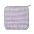Professional grey and white striped absorbent microfiber cleaning cloth with hanging loop - 30x30cm / Gray