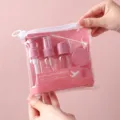 Complete pink travel sub-bottling set with spray and pump bottles in zip pouch - 5+2 Set (7-Piece) / Peach Pink