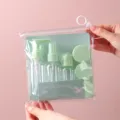 Mint green travel bottle set with spray and cream jars in clear bag - 6+2 Set (8-Piece) / Green