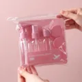 Pink travel sub-bottling set including spray and pump bottles in a clear pouch - 6+2 Set (8-Piece) / Peach Pink