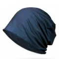 Navy blue soft cotton slouchy beanie with rolled edge for autumn and winter warmth - Fits 56-60cm Head Circumference (Elastic) / Navy Blue