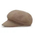 Cappello newsboy in maglia traspirante per donna beige per protezione solare estiva - Taglia Unica (56-58cm) / Stile 1 / Caffè