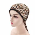 Stylish tiger print chiffon pirate headwrap with long tail for outdoor women's fashion - One Size / Black and White Tiger Pattern