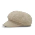 Berretto newsboy in maglia beige traspirante da donna cappello estivo elegante - Taglia Unica (56-58cm) / Stile 1 / Kaki