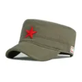 Berretto militare verde militare con ricamo stella rossa per protezione solare - 55-60cm / Stile Tinta Unita / Verde militare