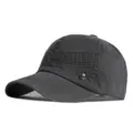 Dark grey washed cotton baseball cap featuring embroidered fashion text and stitching - 55-60cm / Basic Style (FASHION Letter) / Black