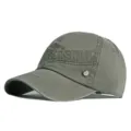 Army green washed cotton baseball cap with embroidered FASHION text and metal pin accent - 55-60cm / Basic Style (FASHION Letter) / Army Green