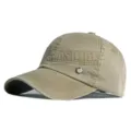 Casual washed cotton baseball cap with Fashion embroidered letters and metal button detail - 55-60cm / Basic Style (FASHION Letter) / Khaki