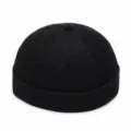 Bonnet docker en velours côtelé noir rétro pour l'automne et l'hiver - Convient au Tour de Tête 56-60cm (Réglable) / Noir