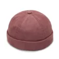 Bonnet docker rétro en velours côtelé sans bord vieux rose pour l'hiver et style - Convient au Tour de Tête 56-60cm (Réglable) / Rose